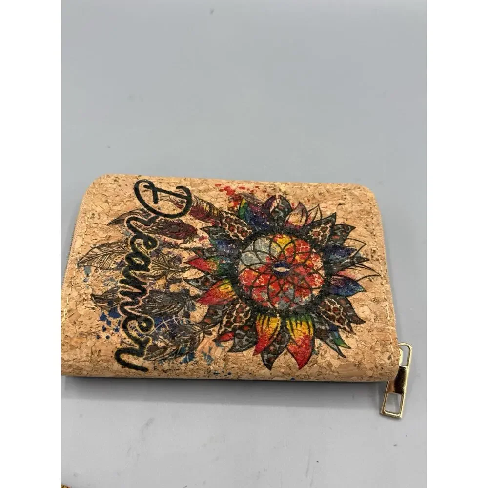New Cork Zip Around Wallet Dreamcatcher Vegan Leather Boho Organizer